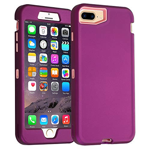 Co-Goldguard iPhone 7 Plus Case,iPhone 8 Plus Case, Heavy Duty Shockproof High Impact Resistant Dual Layer Hybrid Protective Cover Shell for Apple iPhone 7+/8+(5.5 inch)-Purple&Pink