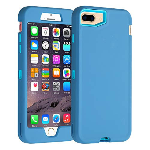 Co-Goldguard iPhone 7 Plus Case,iPhone 8 Plus Case, Heavy Duty Shockproof High Impact Resistant Dual Layer Hybrid Protective Cover Shell for Apple iPhone 7+/8+(5.5 inch)-Light Blue