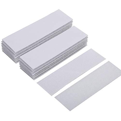 BRAVESHINE Double Sided Adhesive Strips - 15PCS Industrial Strength Hook Loop Tape - Removable Picture Hanging Strips - Wall Mounting Sticky Pads for Carpet Trends, Cabinet Lights (White, 1.2x4 Inch)