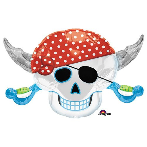 Anagram A1182 2 Pirate Party Skull Foil Balloon, 28", Multicolored
