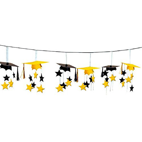 Amscan School Yellow and Black 3-D Foil Garland | Party Favor | 6 Ct.