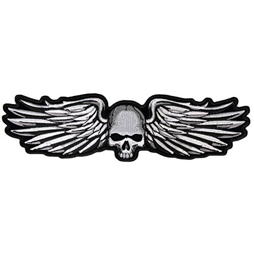 Hot Leathers Skull and Wings Patch (Multicolor, 5" Width x 2" Height)