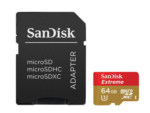 SanDisk Extreme 64GB microSDXC UHS-I Card with Adapter (SDSQXNE-064G-GN6MA) SanDisk Extreme 64GB microSDXC UHS-I Card with Adapter (SDSQXNE-064G-GN6MA)