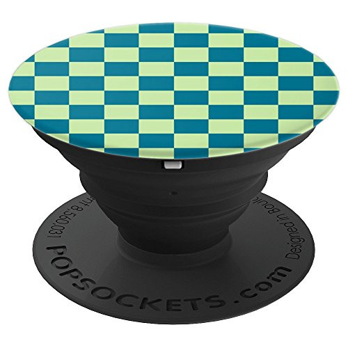 Checkered Blue Green | Check Pattern / Checkerboard - PopSockets Grip and Stand for Phones and Tablets