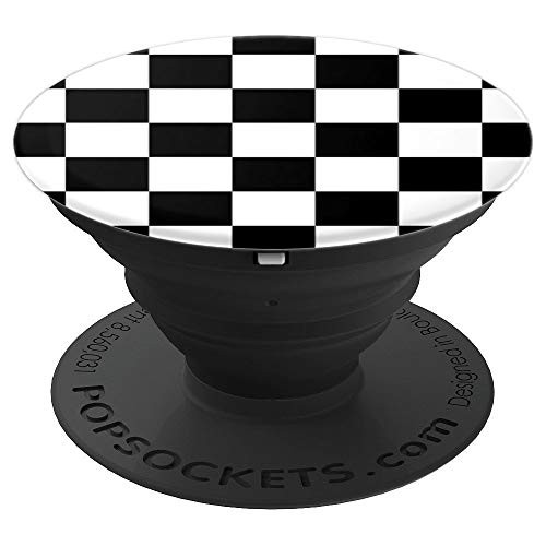 Checkered Pattern White and Black Checkerboard Pattern - PopSockets Grip and Stand for Phones and Tablets