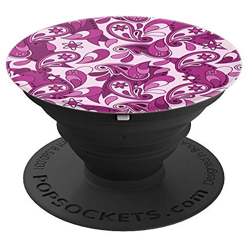 Cute Purple Flowered Paisley Pattern Artistic Floral Design - PopSockets Grip and Stand for Phones and Tablets