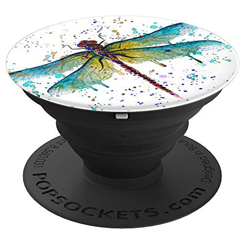 Cute Dragonfly Paint Splatter Design Gift On White - PopSockets Grip and Stand for Phones and Tablets