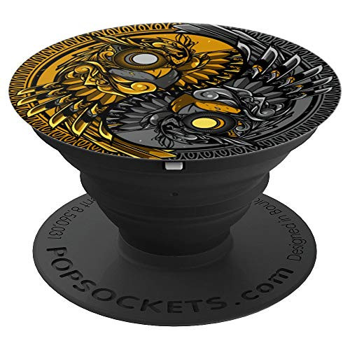 Yin Yang Black and Yellow Geometric Owl Pop Socket - PopSockets Grip and Stand for Phones and Tablets