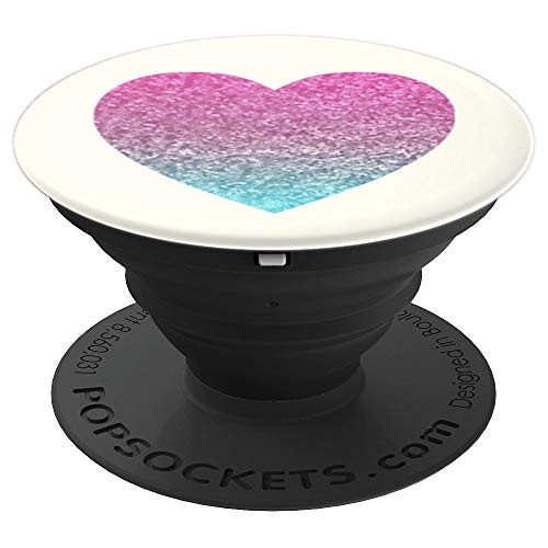 Sparkly Heart Pink Blue Gradient - PopSockets Grip and Stand for Phones and Tablets