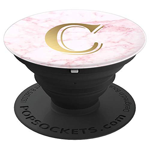 Rose Gold Monogram Letter C on pink marble ground - PopSockets Grip and Stand for Phones and Tablets