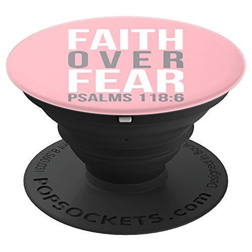 Christian Faith Over Fear Light Pink - PopSockets Grip and Stand for Phones and Tablets