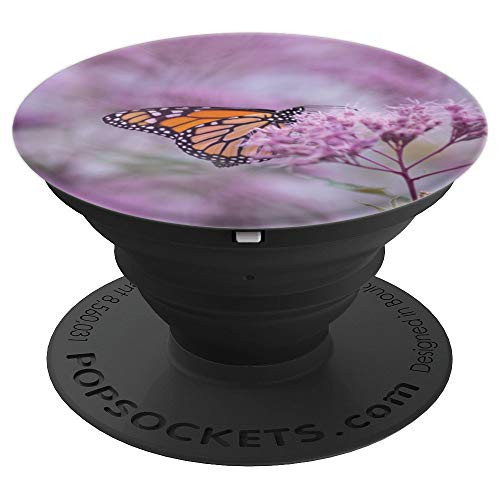 Monarch Butterfly in Purple Flowers Beautiful Floral - PopSockets Grip and Stand for Phones and Tablets