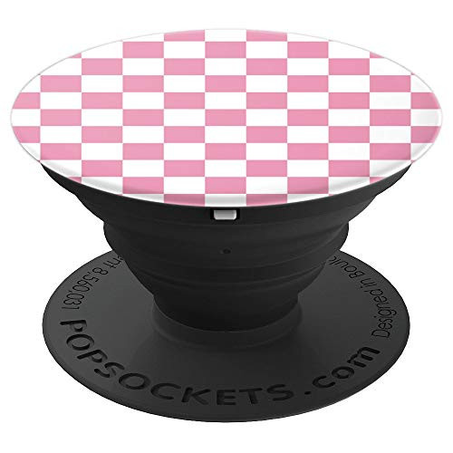Checkerboard - Pink and White - Pattern Series - PopSockets Grip and Stand for Phones and Tablets
