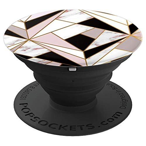 Yellow Geometry Lines Black Pink White - PopSockets Grip and Stand for Phones and Tablets