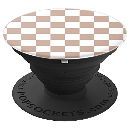 Checkerboard Brown and White Checkered Pattern gift - PopSockets Grip and Stand for Phones and Tablets