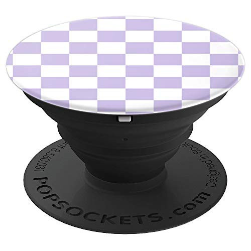 Checkerboard Purple and White Checkered Pattern gift - PopSockets Grip and Stand for Phones and Tablets