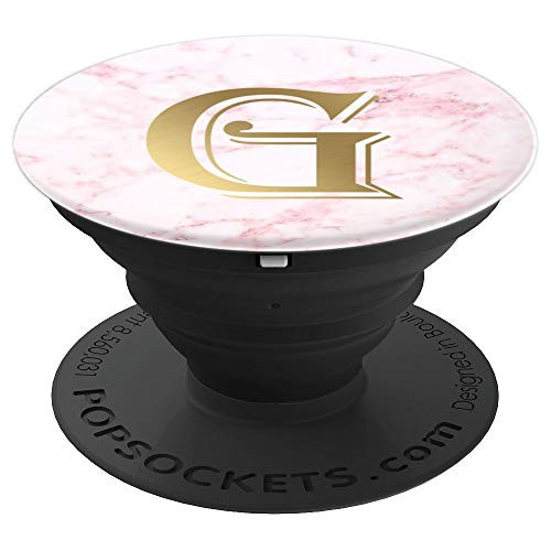 Rose Gold Monogram Letter G on pink marble ground - PopSockets Grip and Stand for Phones and Tablets Rose Gold Monogram Letter G on pink marble ground - PopSockets Grip and Stand for Phones and Tablets