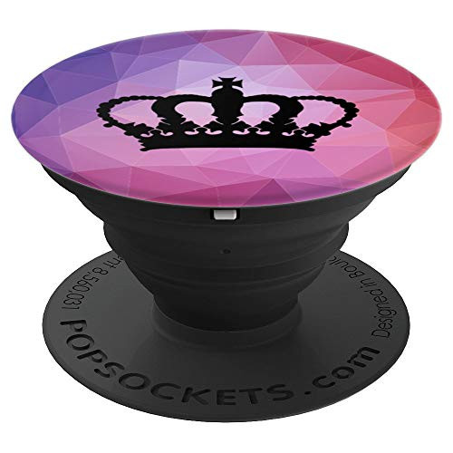 Black Crown Queen Pink Purple Polygon - PopSockets Grip and Stand for Phones and Tablets