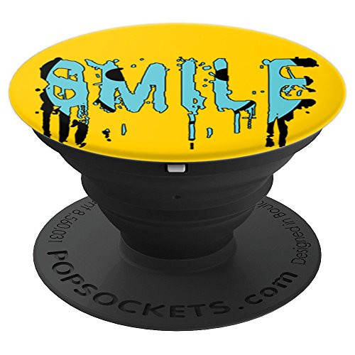 Creepy Blue Yellow Smile Face Dripping Funny Happy Smiling - PopSockets Grip and Stand for Phones and Tablets