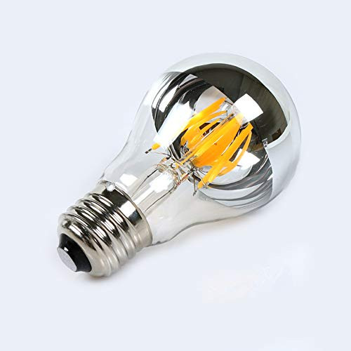 Dgyao Half Chrome Light Bulb Dimmable LED Filament Vintage Bulb with Mirror 4W(40W Equivalent) A60 E26 Medium Base Warm White 2700K