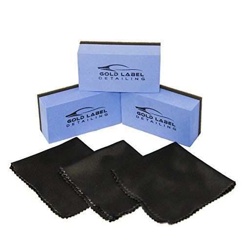 Sponge Applicator Kit 3 Pack with Microfiber Cloths | Perfect For Ceramic Coating, Nano Coating, Glass Coating, Tire Shine Detailing