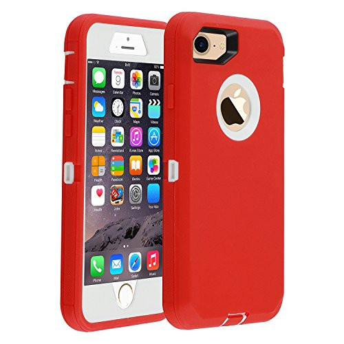 Co-Goldguard Case for iPhone 7 Heavy Duty iPhone 8 Case Armor 3 in 1 Built-in Screen Protector Rugged Cover Dust-Proof Shockproof Drop-Proof Scratch-Resistant Shell for iPhone 7/8 4.7"(Red/White)