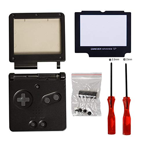 Timorn Full Parts Housing Shell Pack Replacement for Nintendo GBA SP Gameboy Advance SP (Black Pack)