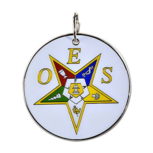 Order of The Eastern Star White, Yellow & Silver Round Masonic Ornament - 2 1/2" Diameter