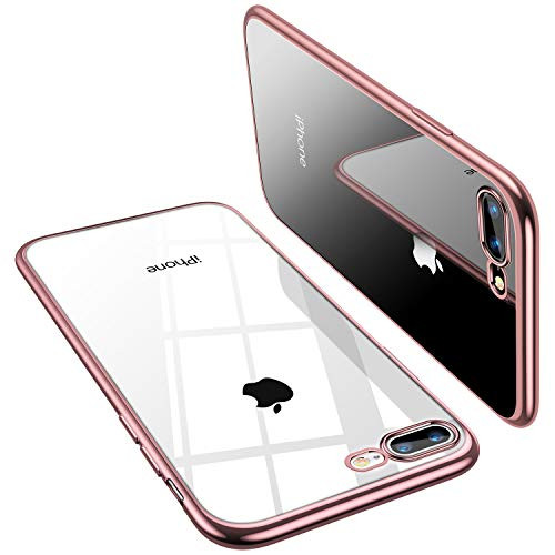 TORRAS Crystal Clear iPhone 8 Plus Case/iPhone 7 Plus Case, [Upgraded] Soft TPU Cover Slim Gel Phone Case for iPhone 7 Plus/8 Plus, Rose Gold