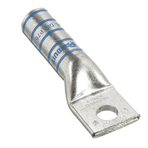Panduit LCB6-10-L Tin-Plated Copper Compression Connector Lug, One-Hole, Long Barrel, #6 AWG Wire, #10 Stud Hole
