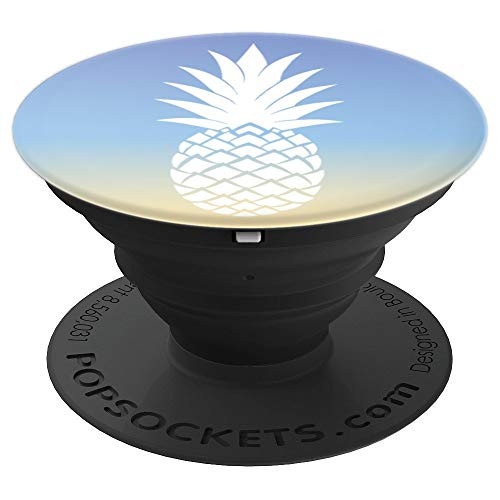 White Pineapple Blue Yellow Sky Sunset Design - PopSockets Grip and Stand for Phones and Tablets
