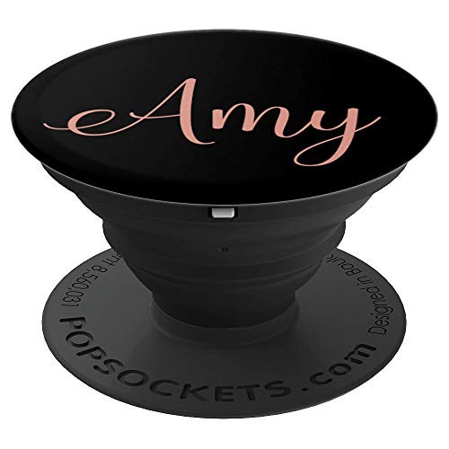 Amy Personalized Blush Pink and Black Custom First Name - PopSockets Grip and Stand for Phones and Tablets
