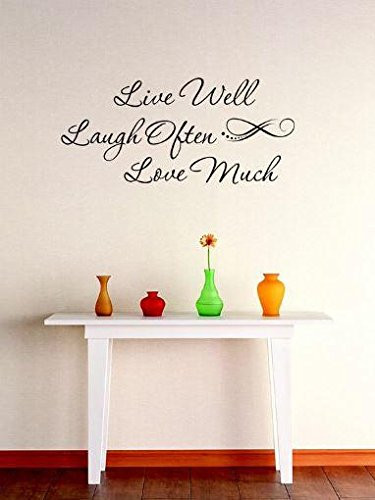 Design with Vinyl RE 1 C 2078 Live Well Laugh Often Love Much Image Quote Vinyl Wall Decal Sticker, 12 x 18", Black