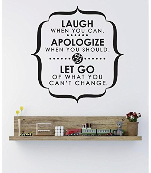 Design with Vinyl RE 1 C 2419 Laugh Apologize Let Go Image Quote Vinyl Wall Decal Sticker, 12 x 18", Black Design with Vinyl RE 1 C 2419 Laugh Apologize Let Go Image Quote Vinyl Wall Decal Sticker, 12 x 18", Black