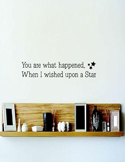 Design with Vinyl RE 1 C 2116 You are What Happened When I Wished on A Star Image Quote Vinyl Wall Decal Sticker, 10 x 20", Black
