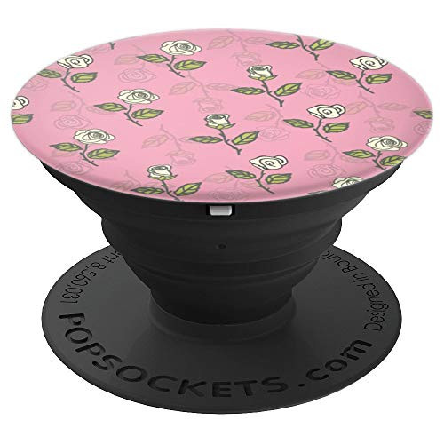 Cute Yellow Roses On Pink Pattern Floral Rose Buds - PopSockets Grip and Stand for Phones and Tablets