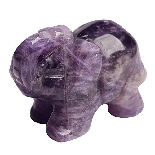 faovramulet Amethyst 1.5" Handcarved Stone Elephant Statue Pocket Healing Crystal Figurine Animal Sculpture faovramulet Amethyst 1.5" Handcarved Stone Elephant Statue Pocket Healing Crystal Figurine Animal Sculpture