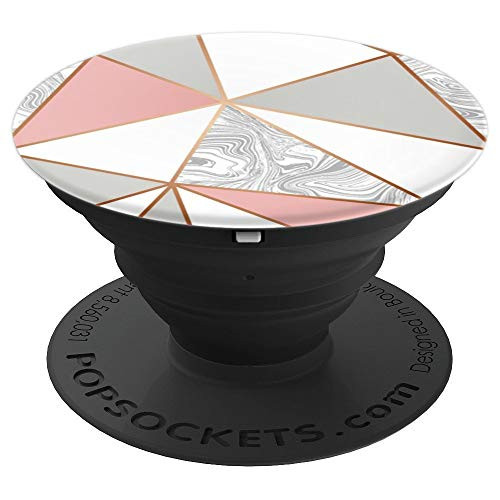 Rose Gold Grey Pink and Geometric Marble Desing - PopSockets Grip and Stand for Phones and Tablets