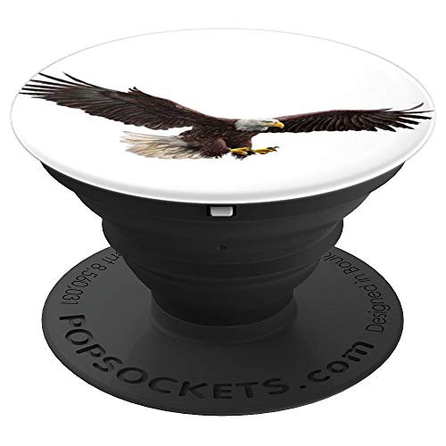 Cool Bald Eagle Graphic Flying Design On White - PopSockets Grip and Stand for Phones and Tablets