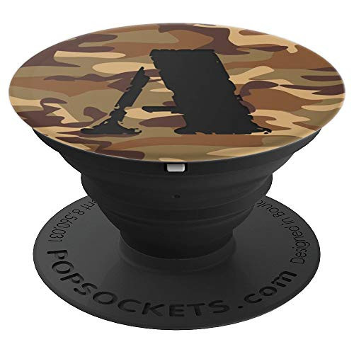Initial Letter A Monogram Brown Army Camouflage Camo Pattern - PopSockets Grip and Stand for Phones and Tablets