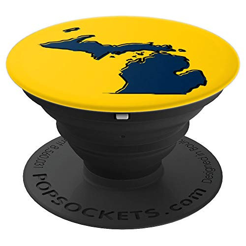 Michigan Hand-drawn State in Blue and Yellow Maize - PopSockets Grip and Stand for Phones and Tablets