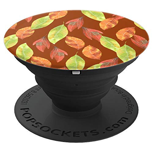 Fall Leaves Pattern - Green, Brown, Orange, Sienna, Yellow - PopSockets Grip and Stand for Phones and Tablets