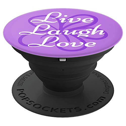 Live Laugh Love Plumeria - Purple Grape Soda & White - PopSockets Grip and Stand for Phones and Tablets
