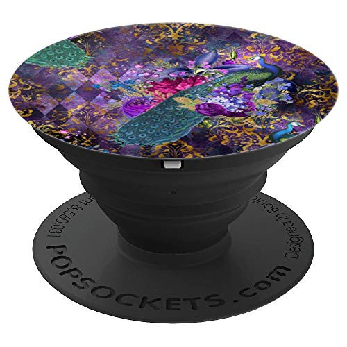 Peacock floral phone stand purple lilac boho style - PopSockets Grip and Stand for Phones and Tablets