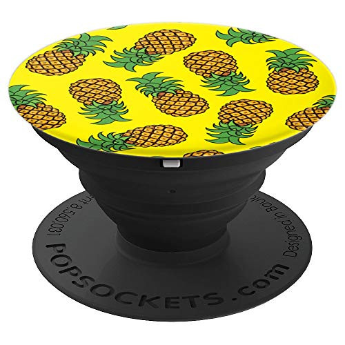 Pineapple Pattern | Tropical Fruit Gift | Yellow - PopSockets Grip and Stand for Phones and Tablets