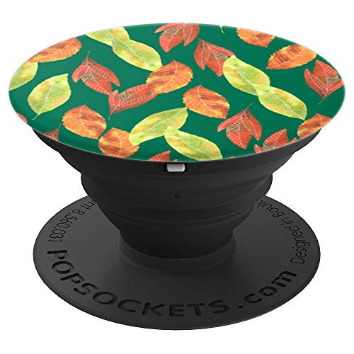 Fall Leaves Pattern - Green, Brown, Orange, Yellow - PopSockets Grip and Stand for Phones and Tablets