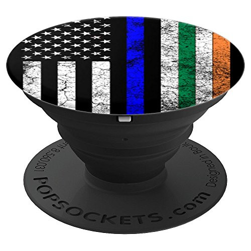 Irish American Thin Blue Line Flag Police Cop USA Gift - PopSockets Grip and Stand for Phones and Tablets