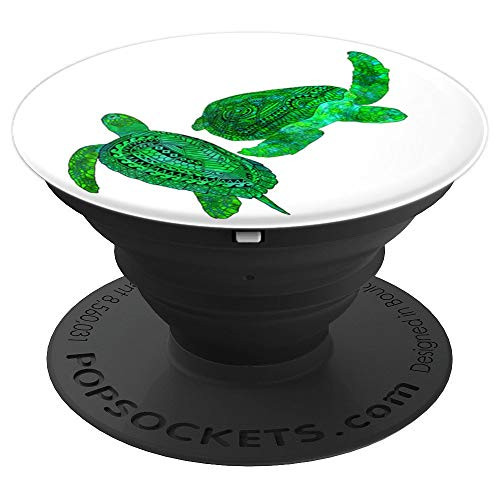 Two Tribal Green Sea Turtles - PopSockets Grip and Stand for Phones and Tablets