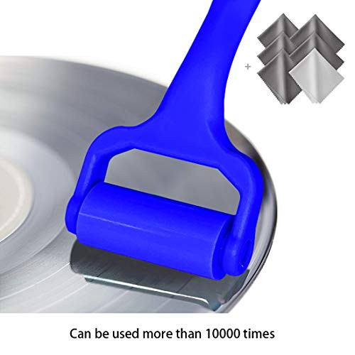 Anti-Static Viscous Silicone Record Cleaning Roller & Microfiber Cleaning Cloth - for Vinyl Record, iPhone, iPad, Tablet, TV, Clothes, Glasses, Monitor etc, Washable & Reusable (Navy Blue)