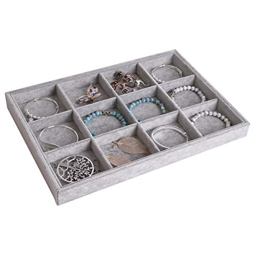 AUTOARK Ice Velvet Stackable 12 Grid Jewelry Tray Showcase Display Organizer,AJ-071